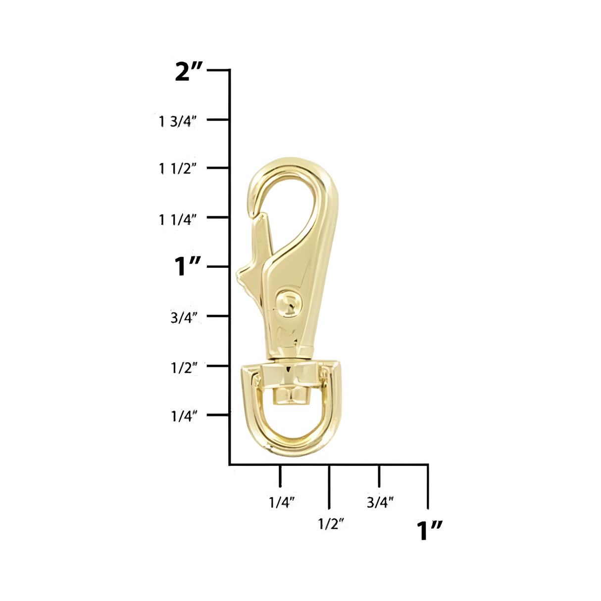 1/4" Shiny Gold, 1 7/16" Lever Swivel Snap Hook, Zinc Alloy, 5-pack