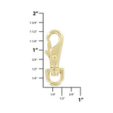 1/4" Shiny Gold, 1 7/16" Lever Swivel Snap Hook, Zinc Alloy, 5-pack
