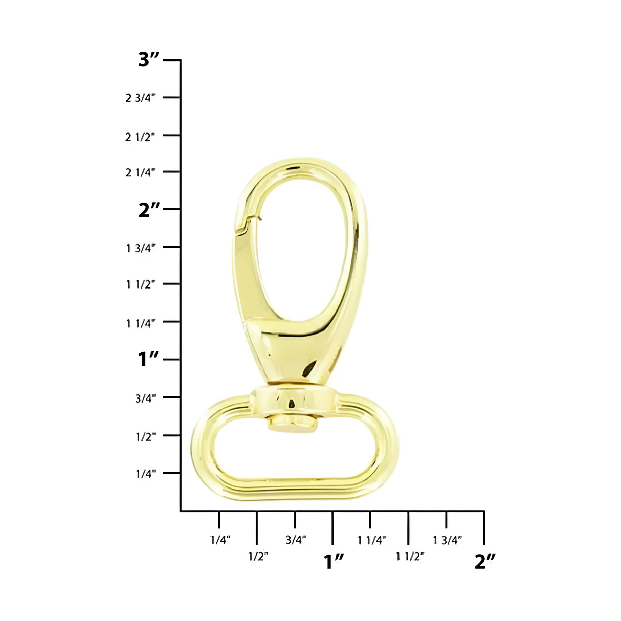 1" Shiny Gold, 2 3/16" Lever Swivel Snap Hook, Zinc Alloy