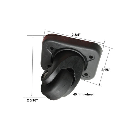 2 5/16" Black, Spinner Wheel w/ Housing, Plastic