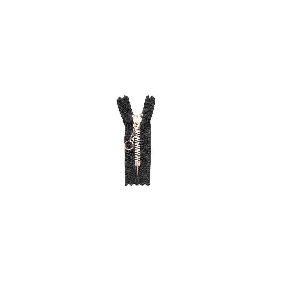 #3 Metal, Black, 10" YKK Closed End Handbag Zipper with Brass Teeth, #451-10-BLK-BRS