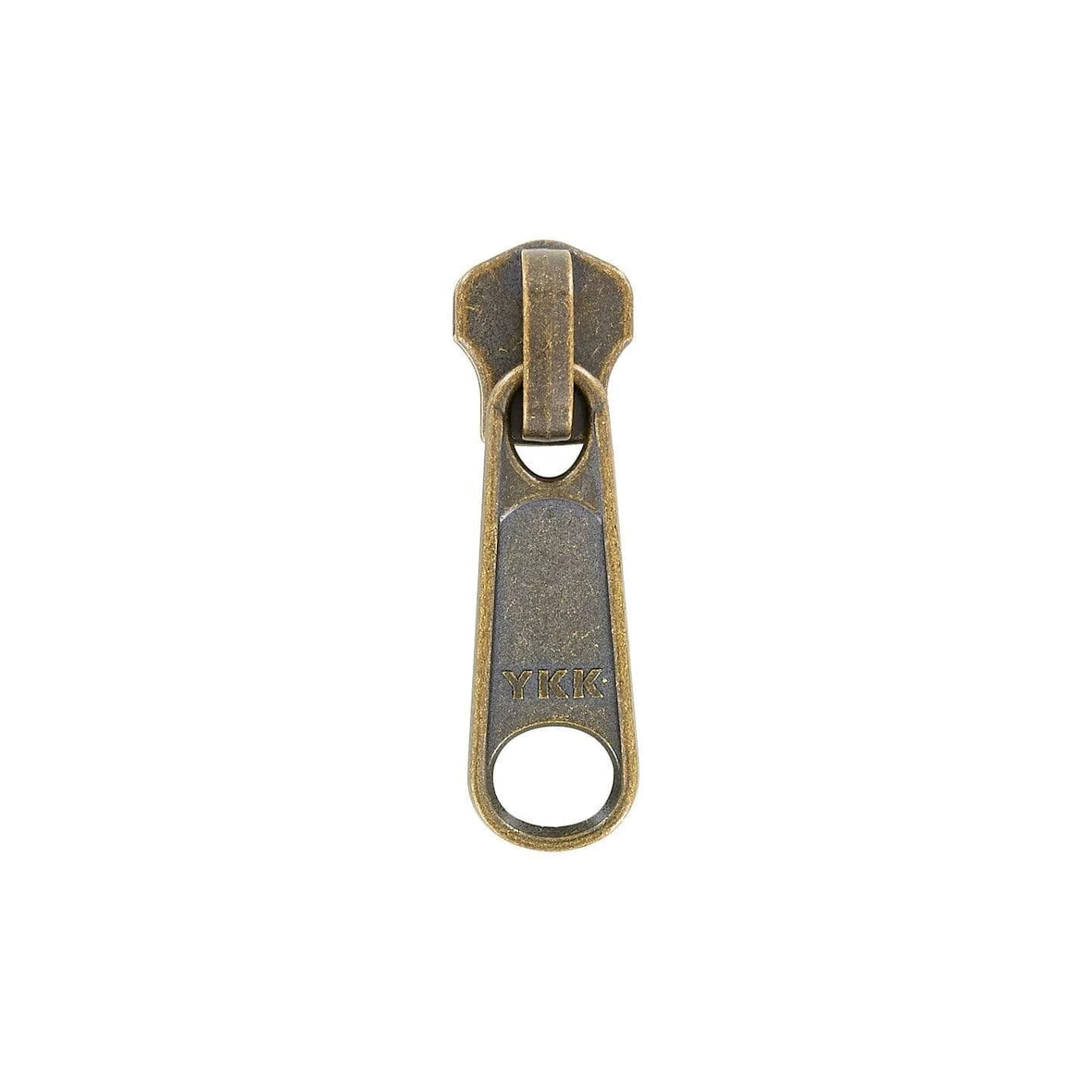 #5 Antique Brass, Metal, YKK Long Tab Semi-Swivel Zipper Slider, Zinc Alloy, #5M-4-ANTB