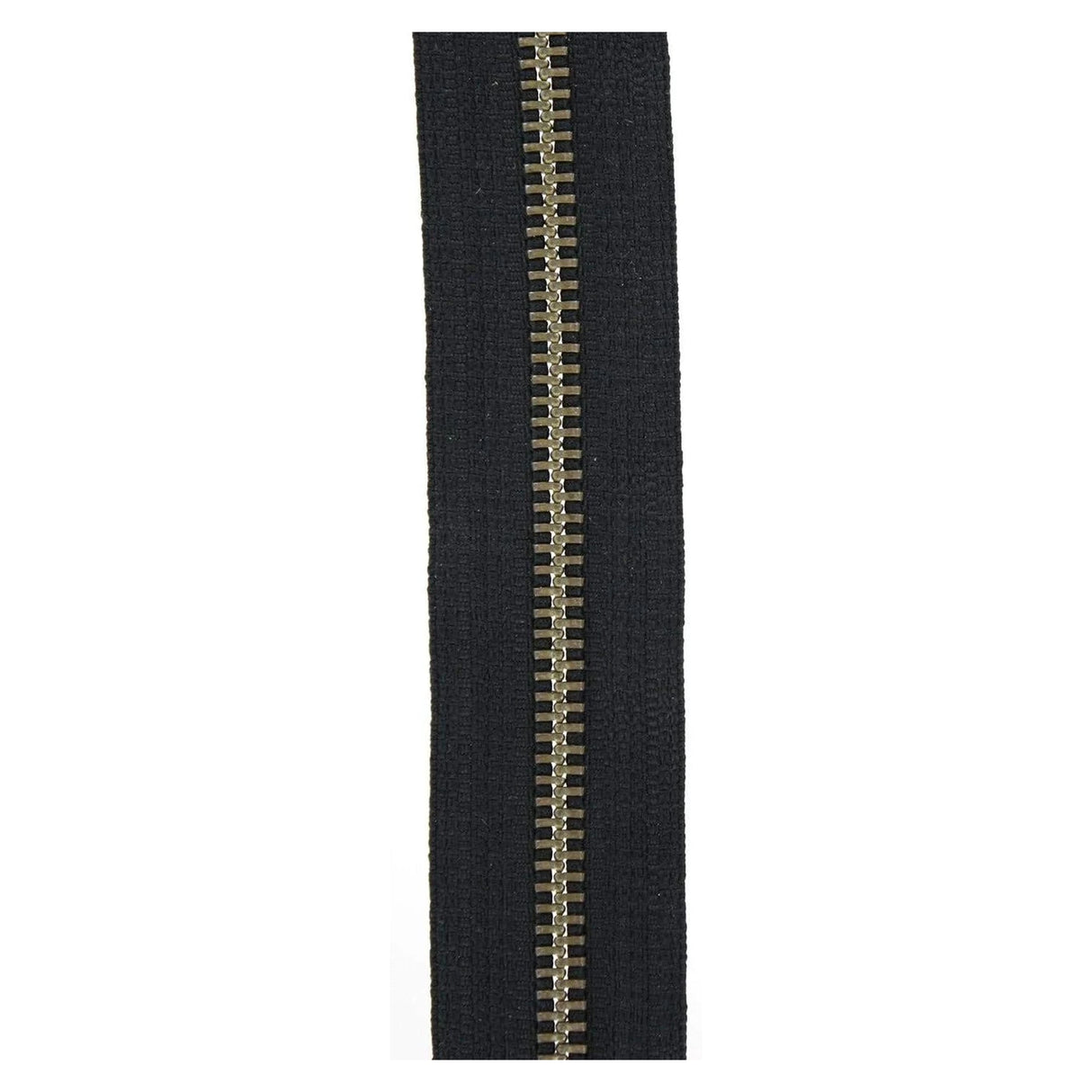 #5 Black, YKK Metal Chain Narrow Zipper Tape with Antique Brass Teeth, #5M-NAR-BLK-ANT