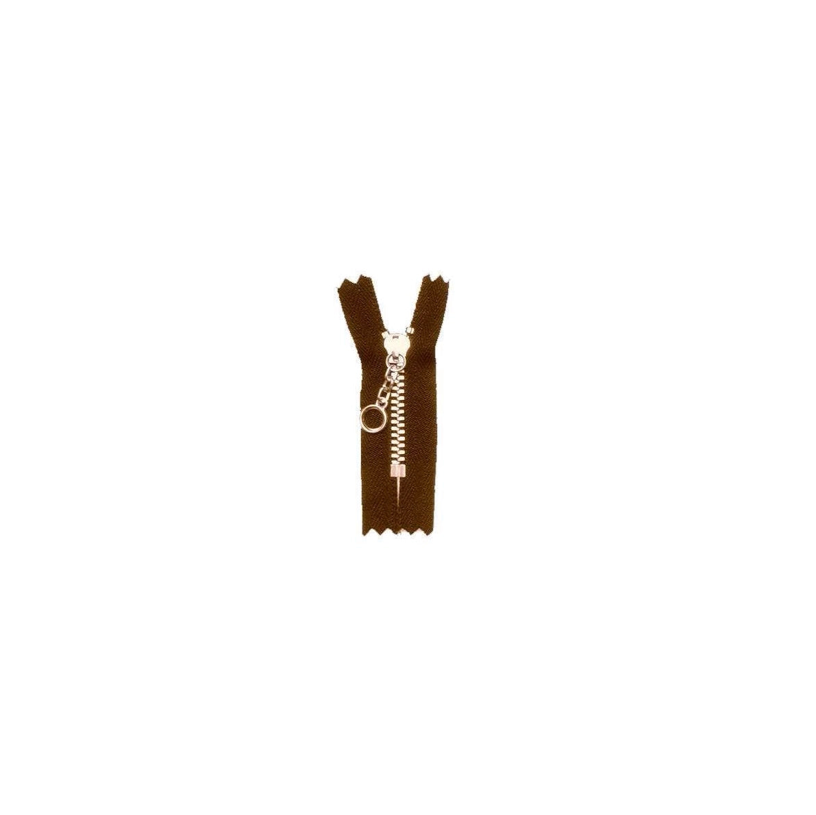 #3 Metal, Brown, 7" YKK Closed End Handbag Zipper with Brass Teeth, #451-7-BRO