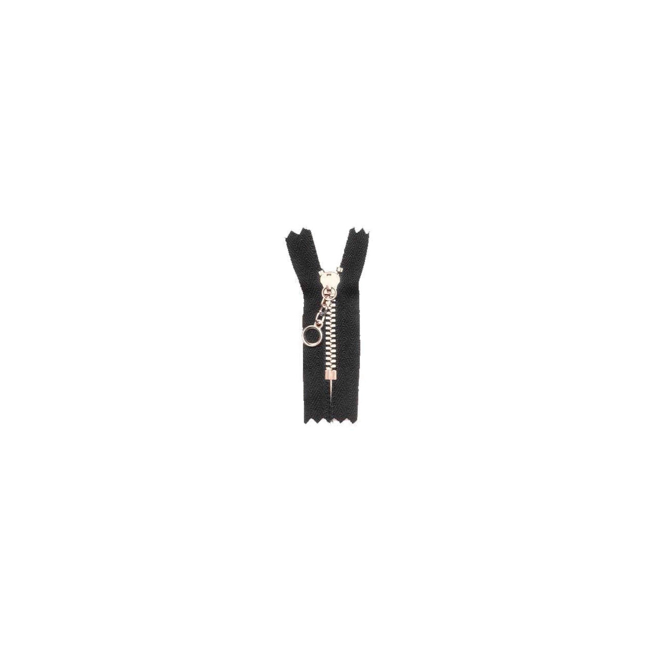 #3 Metal, Black, 8" YKK Closed End Handbag Zipper with Brass Teeth, #451-8-BLK-BRS
