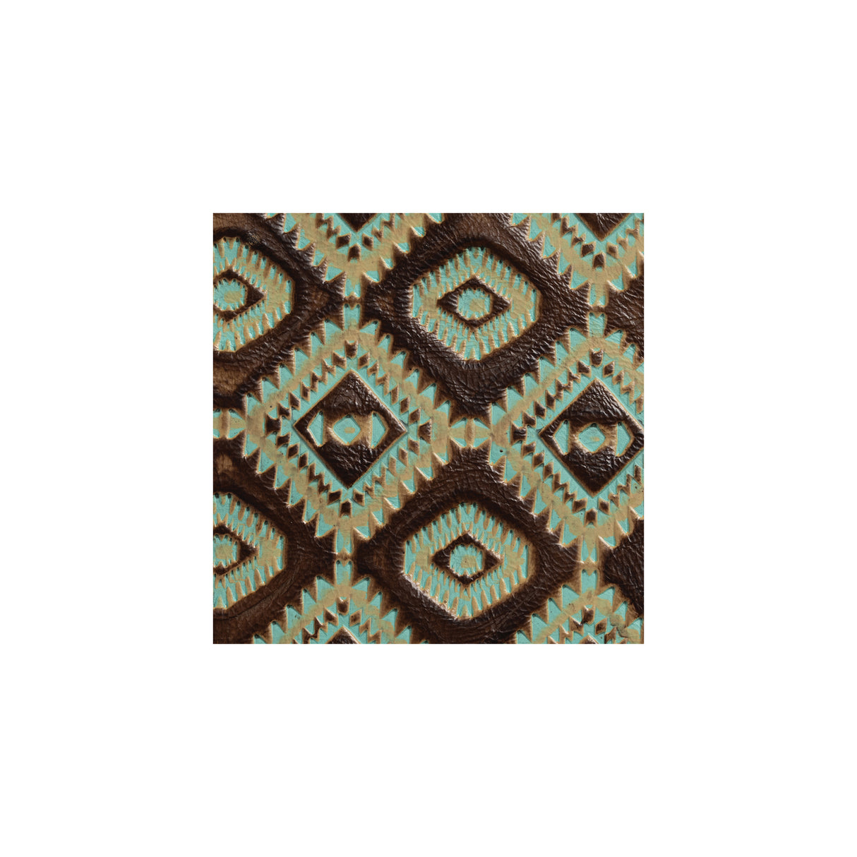 Sample, Embossed Leather, 2/3 oz., Aztec Turquoise/Brown