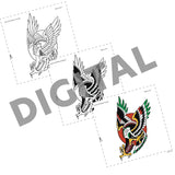 Digital Tattooling Art Patterns - Instant Download