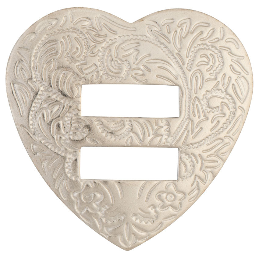Heart Concho with Slots, Nickel Plated/Steel, 1-1/4"