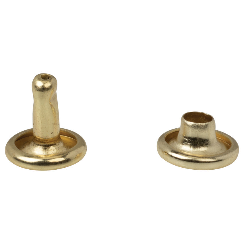 Large Single Cap Rivets Brass Plated pkg of 100 - Leathersmith Designs Inc.