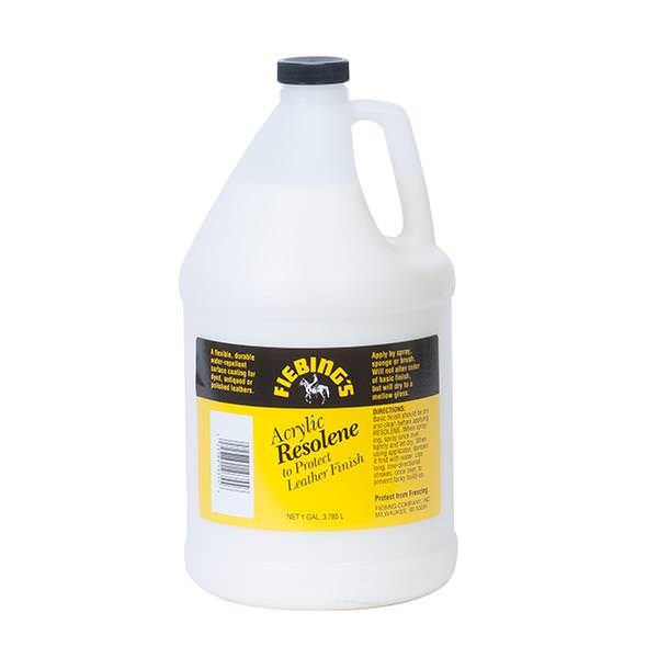 Acrylic Resolene protective finish for leather from Fiebing's. Volume: 118  ml. Color: Clear.