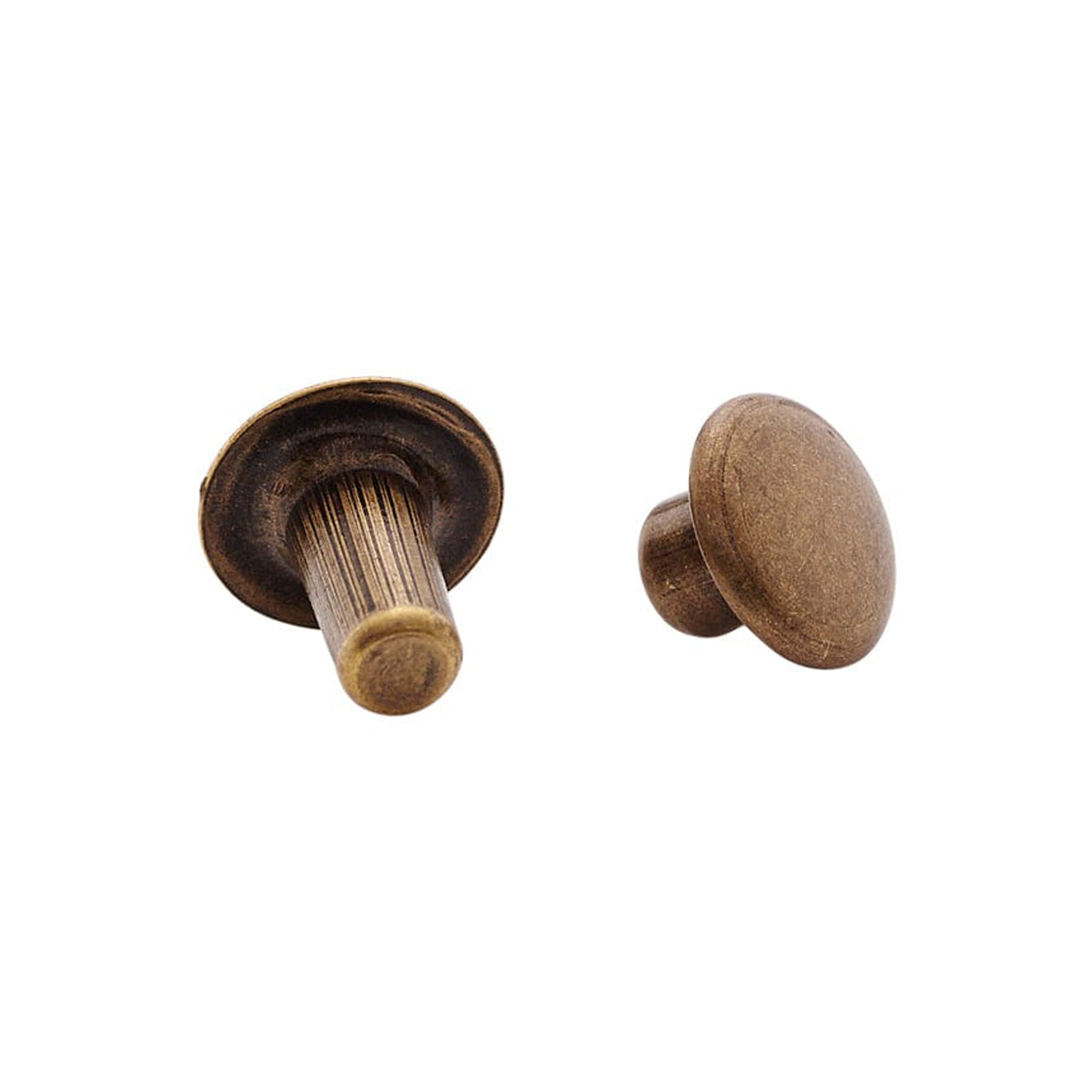 7mm Antique Brass, Single Cap Jiffy Rivets, Solid Brass-100ct