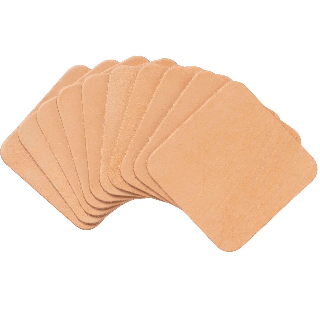 Natural Veg Tan Leather Coasters - Square
