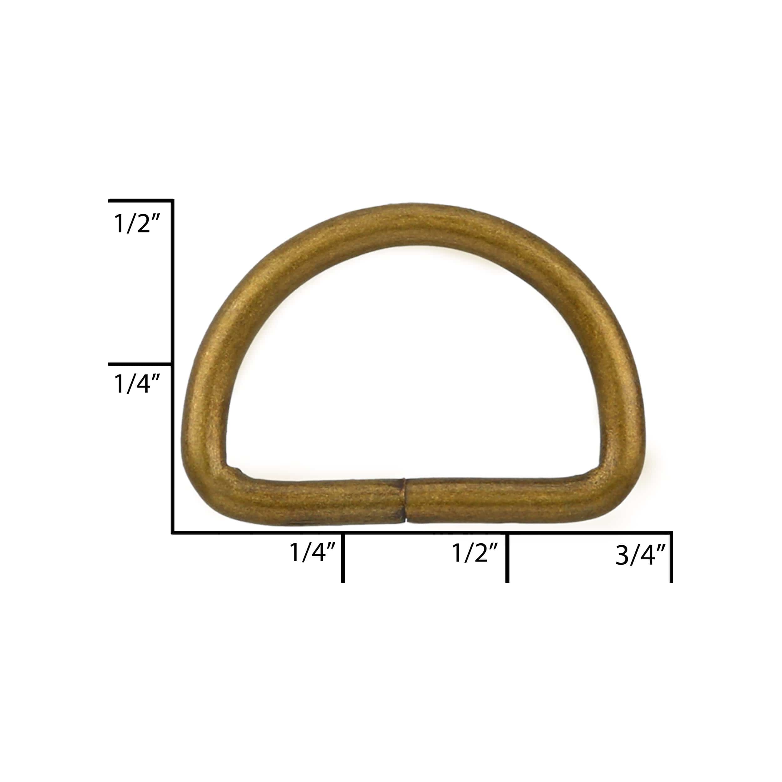 1/2" Antique Brass, Split D Ring Light, Steel, D101ANTB