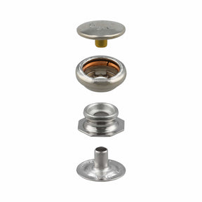 Ohio Travel Bag 1/2" Nickel, Pull-The-DOT Snap Set (Pack of 10 Sets Complete), Solid Brass, #WF-050-SBN WF-050-SBN
