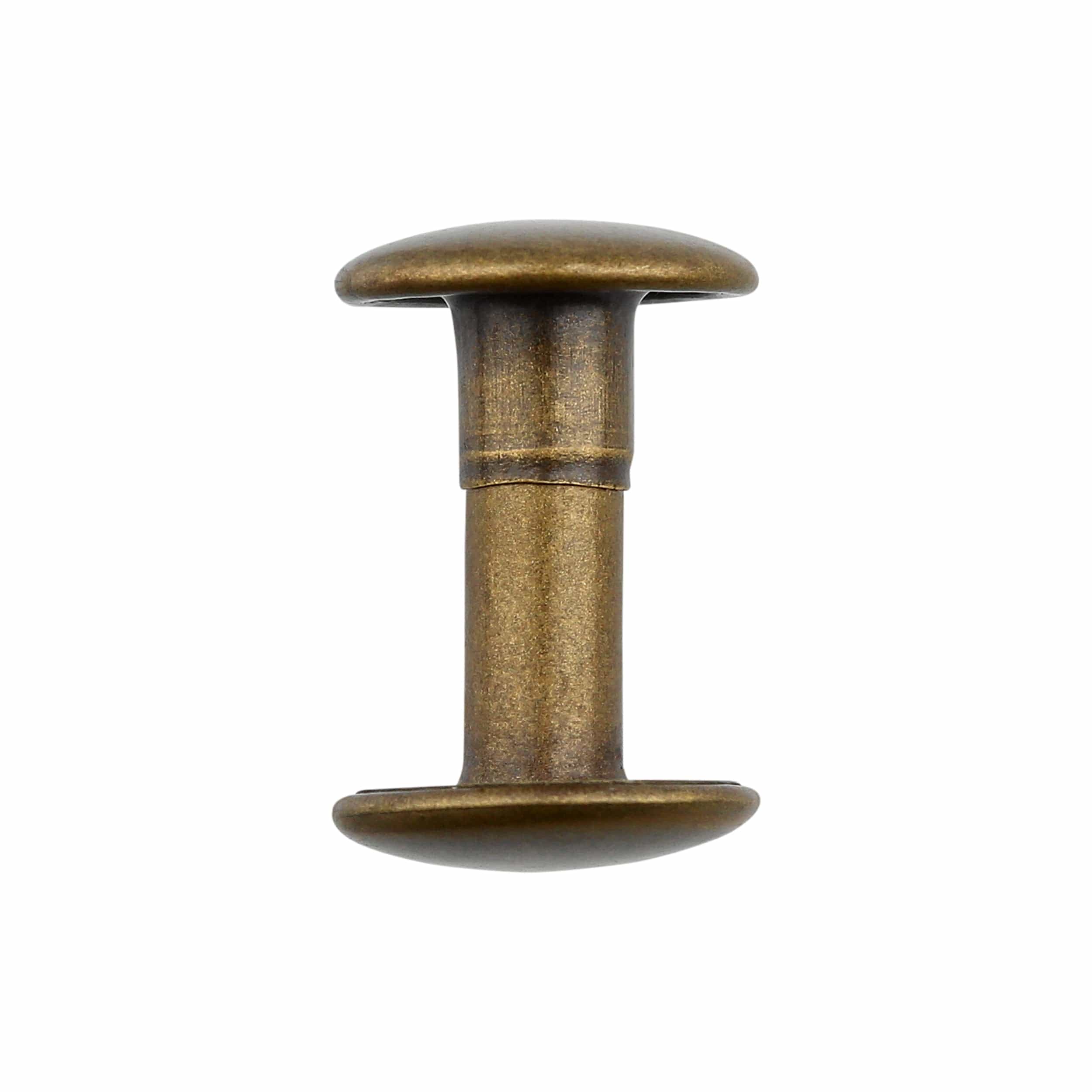 15mm Antique Brass, Double Cap Jiffy Rivets, Solid Brass -100ct
