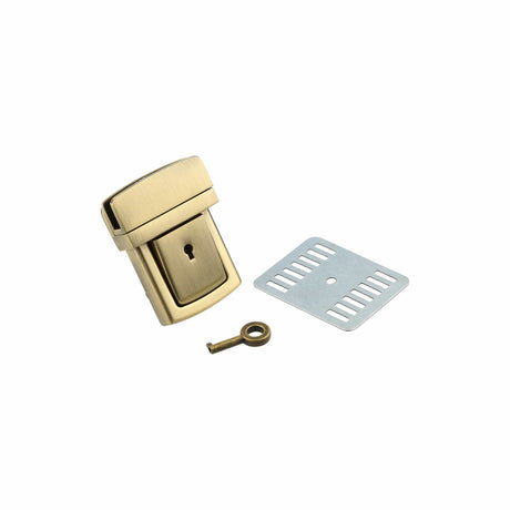 Ohio Travel Bag 35mm Brushed Brass, Tuck Catch with Lock, Zinc Alloy, #L-361-ANTB L-361-ANTB