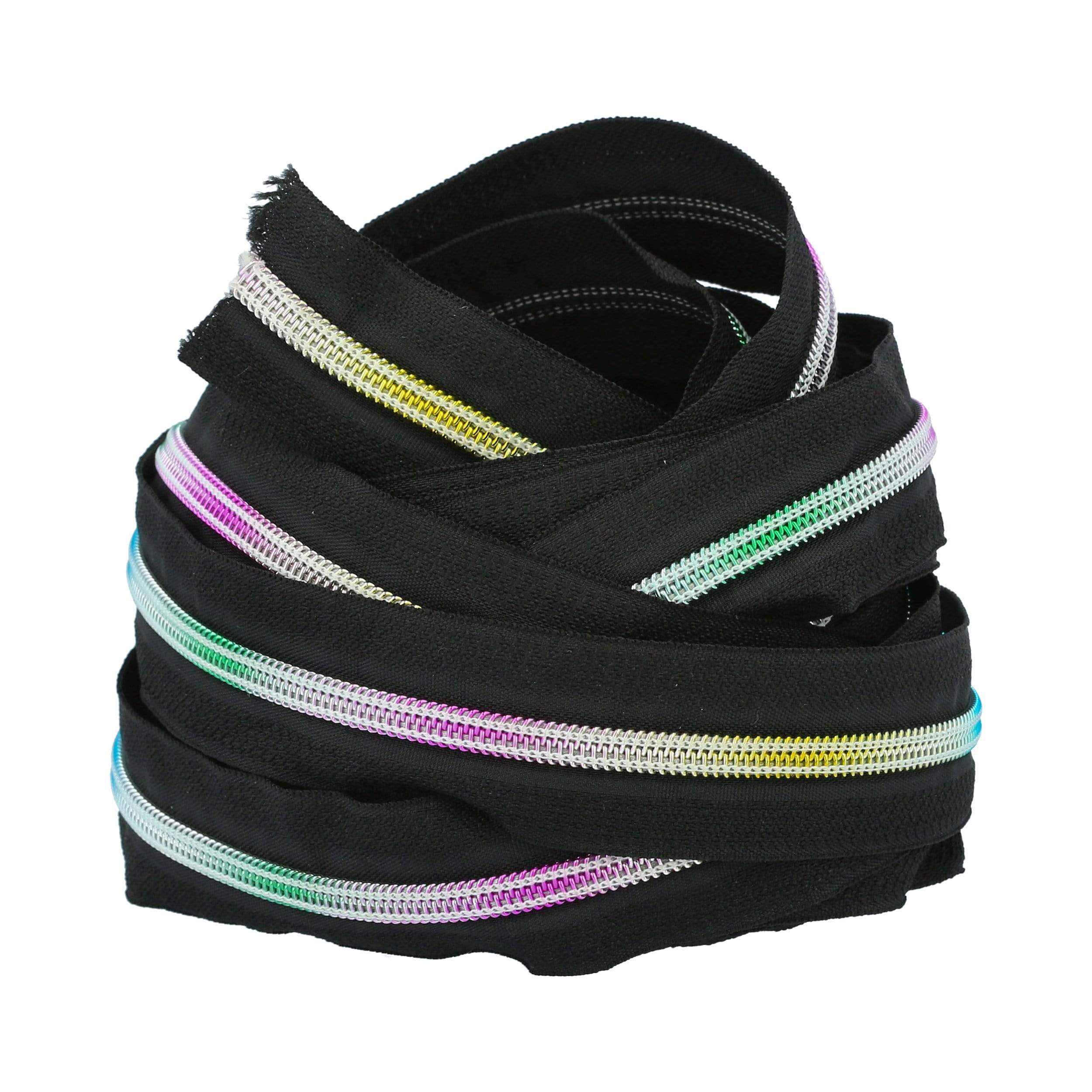 ６.5mm ダイビングタッパー 5 Black, Coil Zipper Tape with Rainbow Teeth, Nylon – Weaver