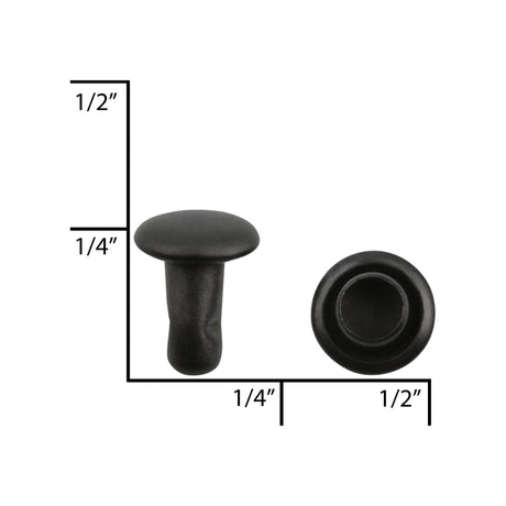 Ohio Travel Bag 6mm Black, Double Cap Jiffy Rivet, Steel, #A-340-BLK A-340-BLK