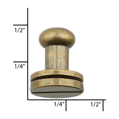 Ohio Travel Bag 9mm Antique Brass, Collar Button, Solid Brass, #P-2134-ANTB P-2134-ANTB