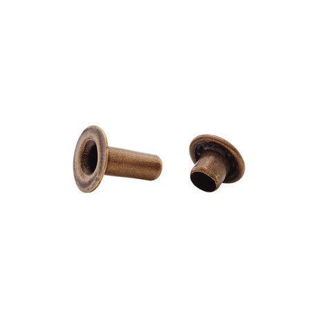 9mm Antique Brass, Single Cap Jiffy Rivets, Solid Brass-100ct