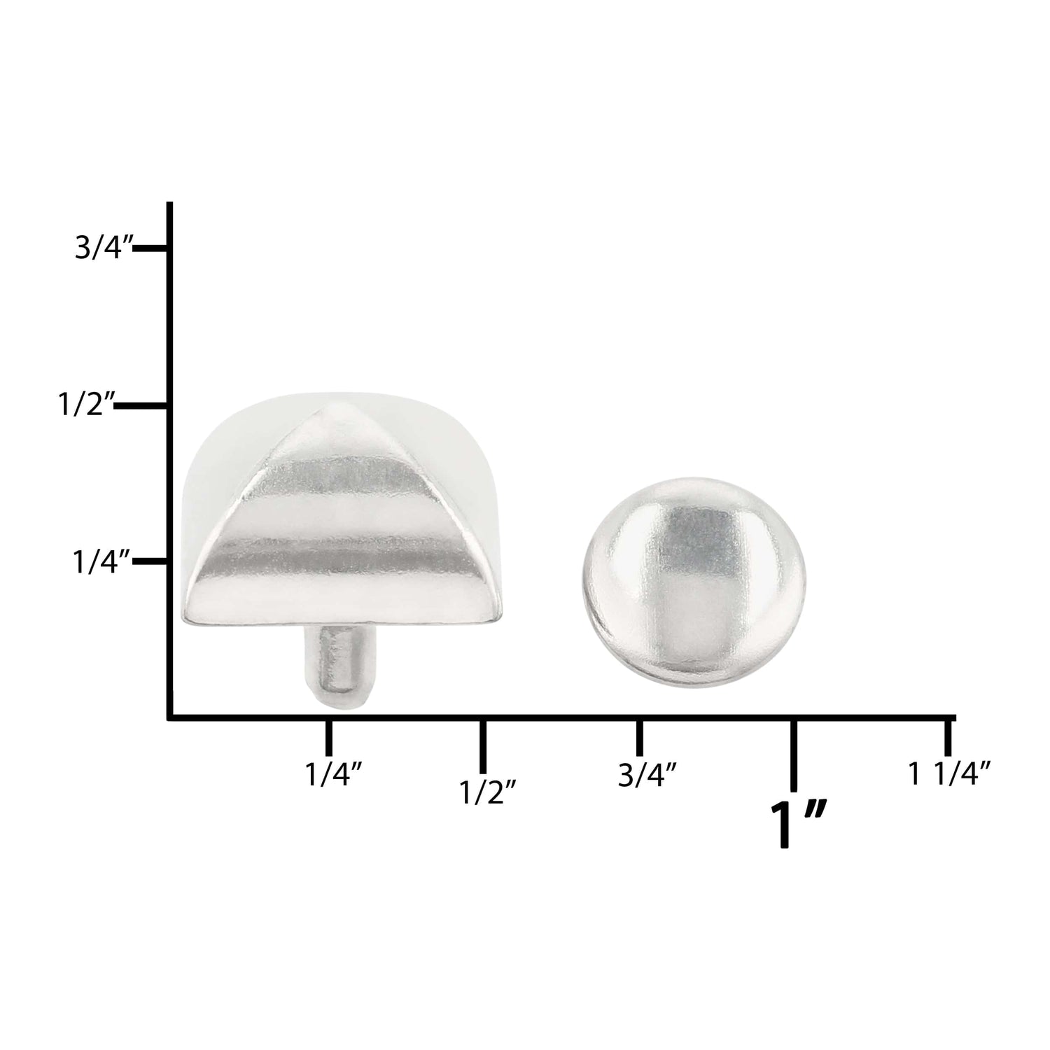 12.7mm Shiny Nickel, Pyramid Rivet Stud, Zinc Alloy -PK5, #C-1689 ...