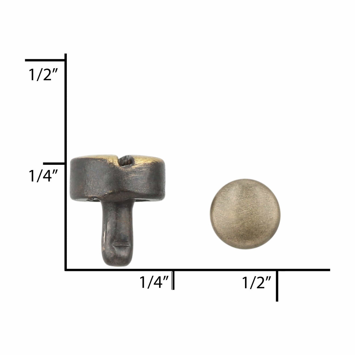 7mm Antique Brass, Flat Screw Top Rivet Stud, Steel - PK5, #P-2850-ANT