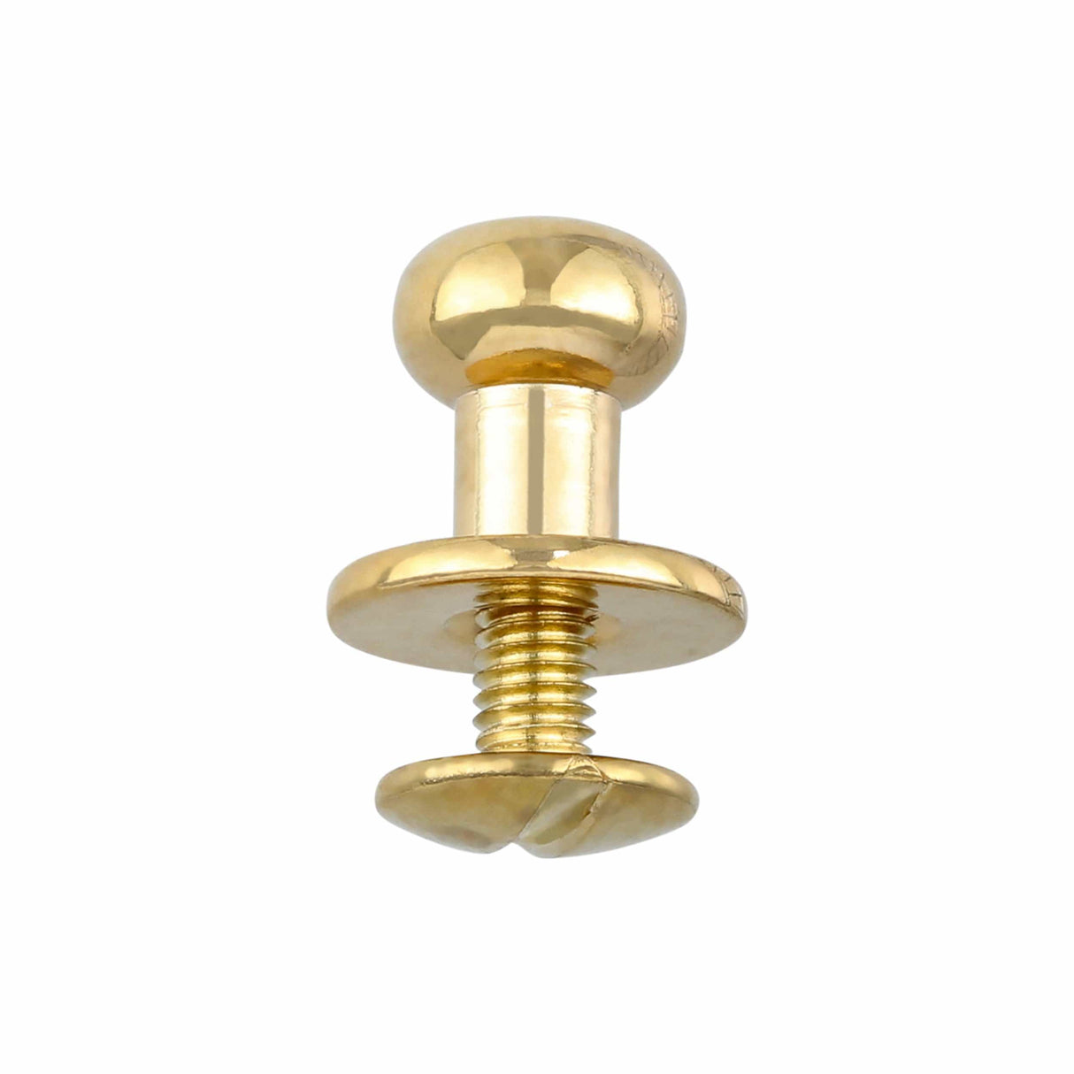 10mm, Shiny Gold, Flat Top Collar Button Stud with Screw, Solid