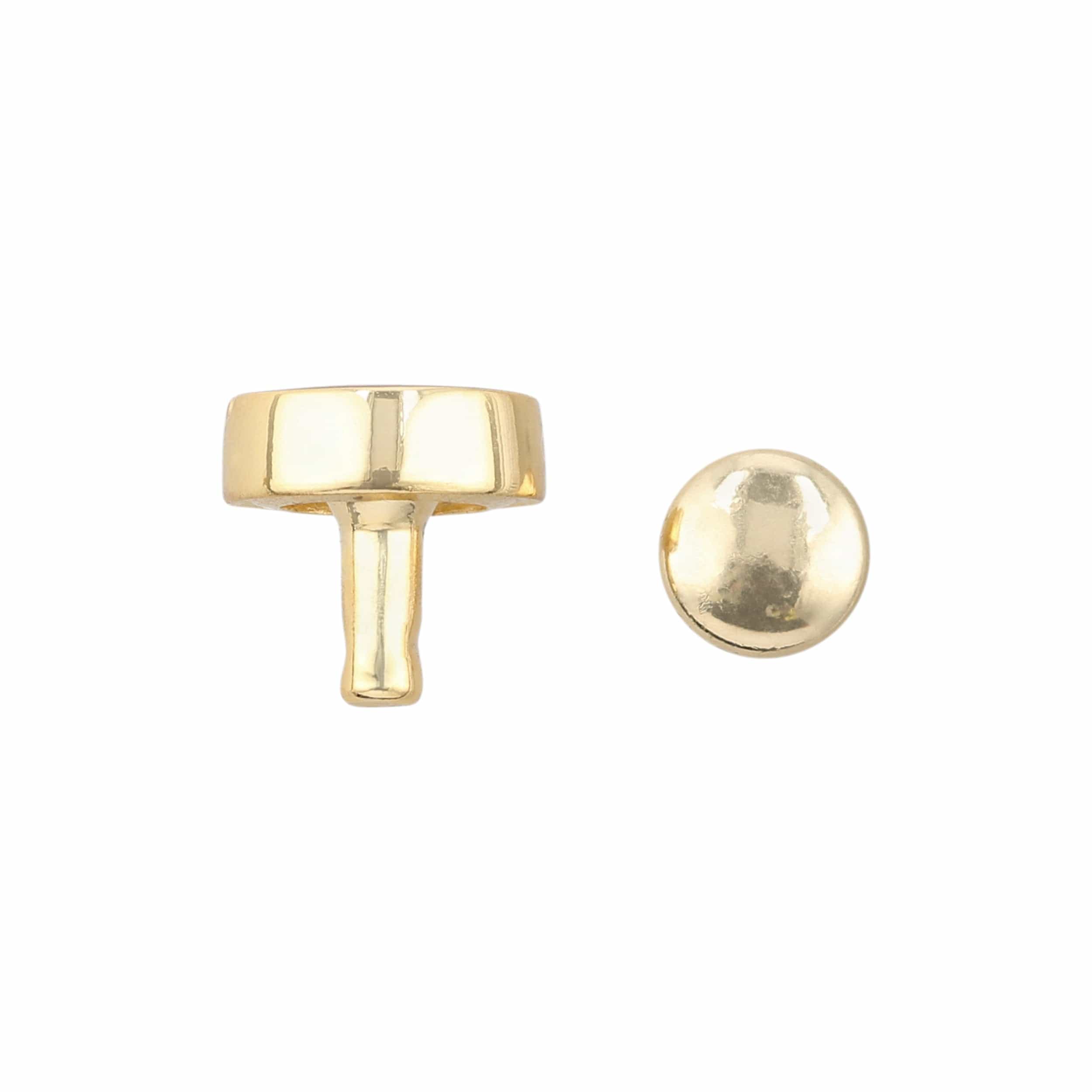 9mm Shiny Gold, Flat Screw Top Rivet Stud, Steel - PK5 – Weaver