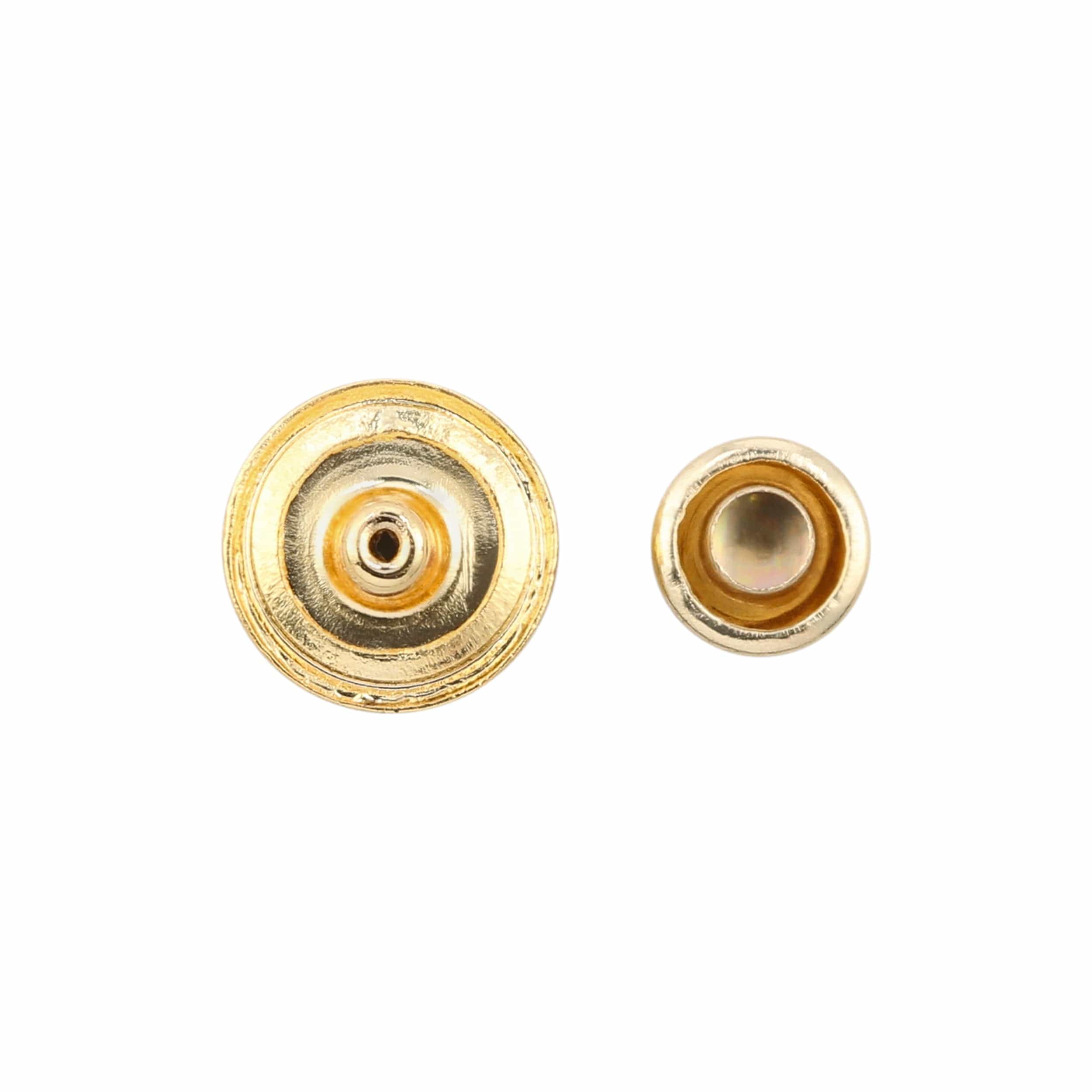 9mm Shiny Gold, Flat Screw Top Rivet Stud, Steel - PK5 – Weaver