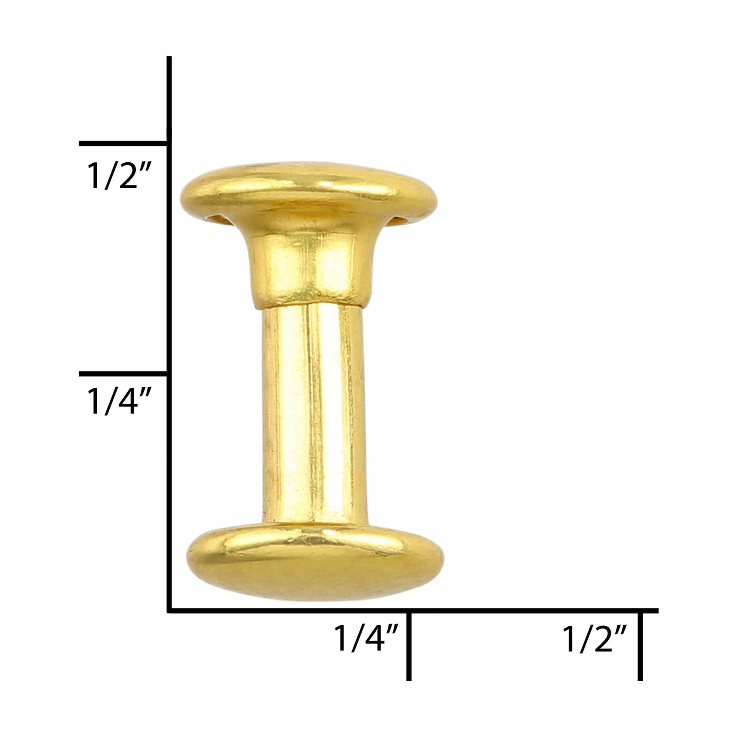 Ohio Travel Bag Fasteners 12mm Gold, Double Cap Jiffy Rivet, Steel, #A-339-GOLD A-339-GOLD