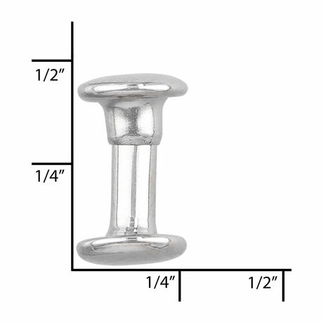 Ohio Travel Bag Fasteners 12mm Nickel, Double Cap Jiffy Rivet, Steel, #A-339-NIC A-339-NIC