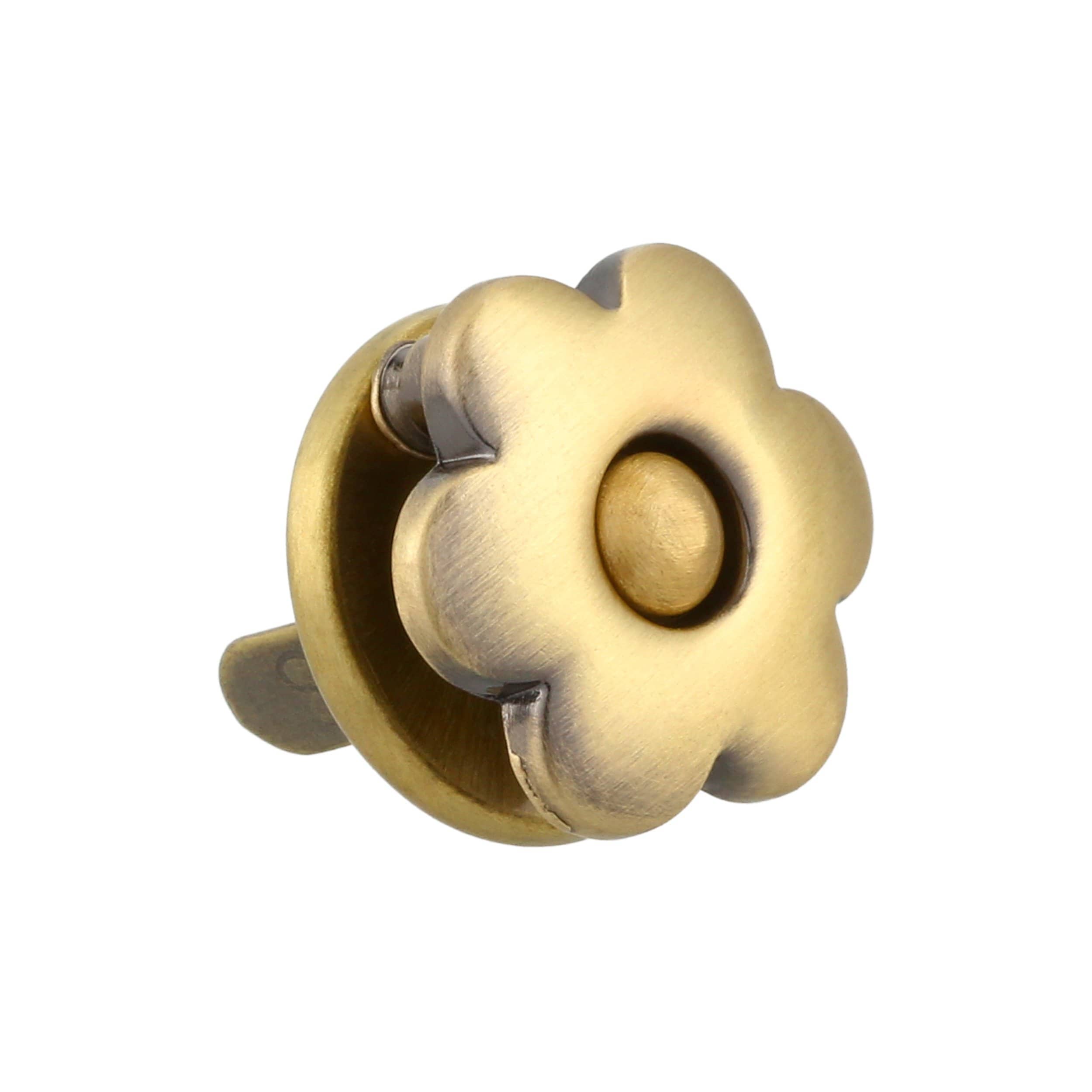 15mm Antique Brass, Flower Magnetic Snap, Steel – Weaver Leather
