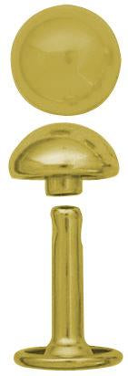Ohio Travel Bag Fasteners 15mm Gold, Double Cap Domed Rivet, Steel - 12pk, #A-412-GP A-412-GP