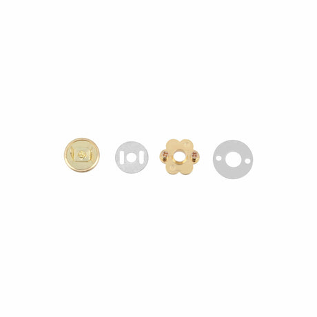 Ohio Travel Bag Fasteners 15mm Shiny Gold, Flower Magnetic Snap, Steel, #P-2649-GOLD P-2649-GOLD