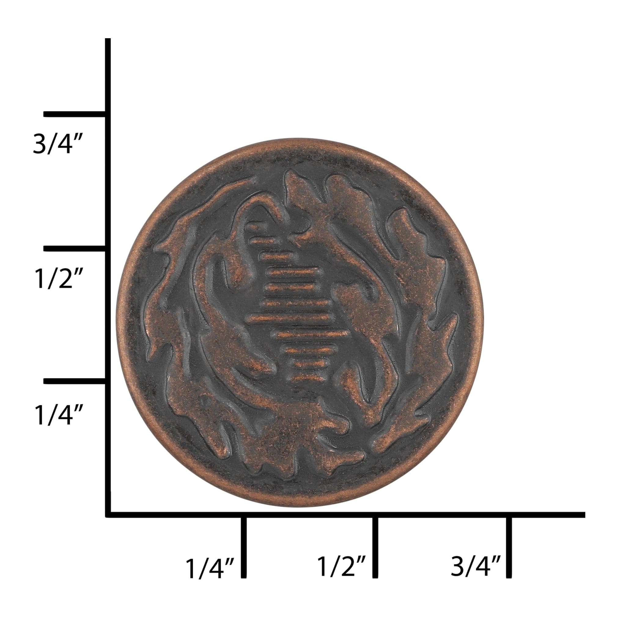Ohio Travel Bag Fasteners 17mm Antique Copper, Oak Leaf Jean Button & Tack, Solid Brass, #A-325-ANTC A-325-ANTC