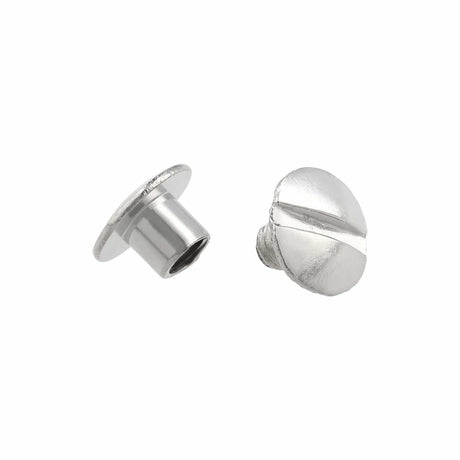 Ohio Travel Bag Fasteners 3/16" Nickel, Open Hole Chicago Screw, Solid Brass, #L-156-3-16SBN L-156-3-16SBN