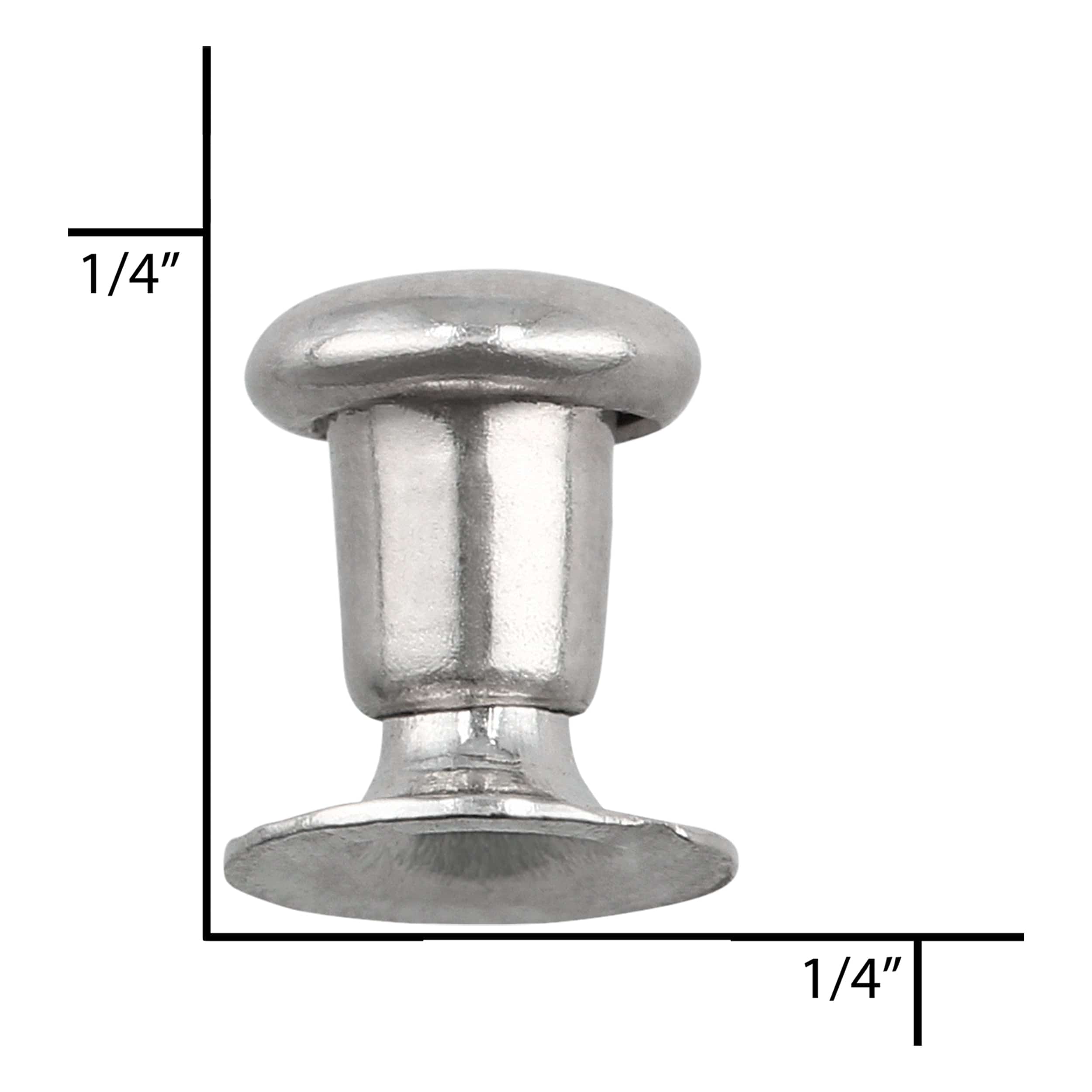 4mm Nickel, SIngle Cap Jiffy Rivets, Iron, A444NP