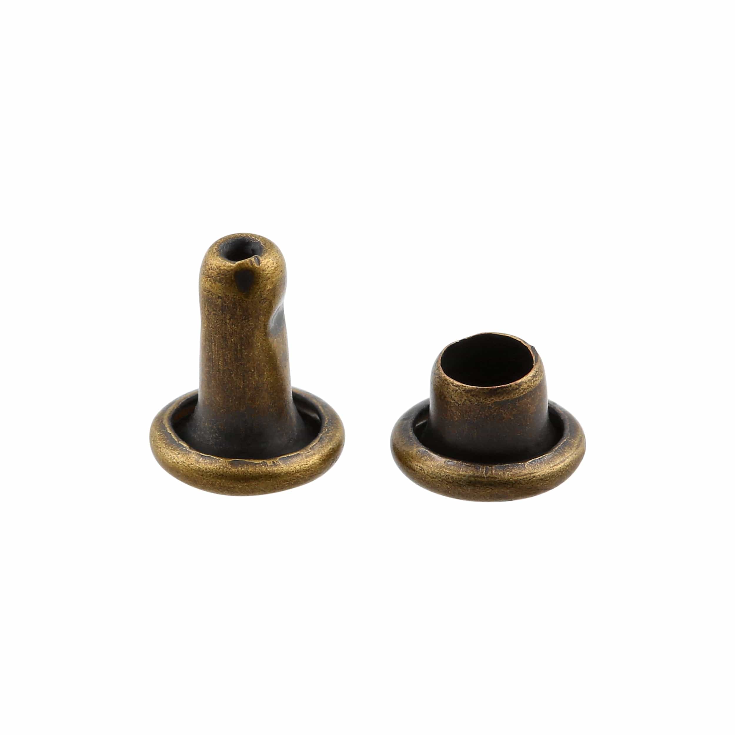 Ohio Travel Bag Fasteners 6mm Antique Brass, Double Cap Jiffy Rivet, Steel, #A-340-ANTB A-340-ANTB