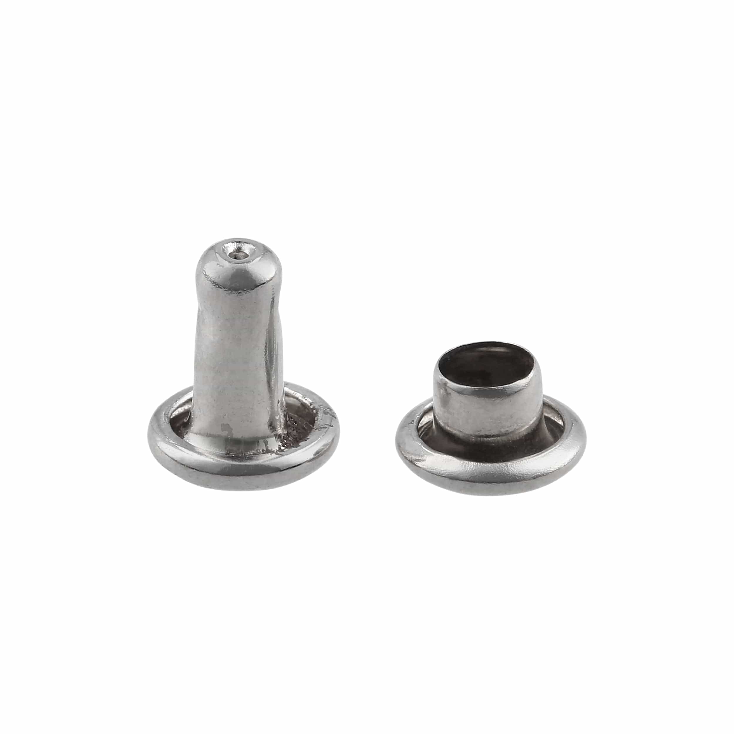 Ohio Travel Bag Fasteners 6mm Nickel, Double Cap Jiffy Rivet, Steel, #A-340-NP A-340-NP