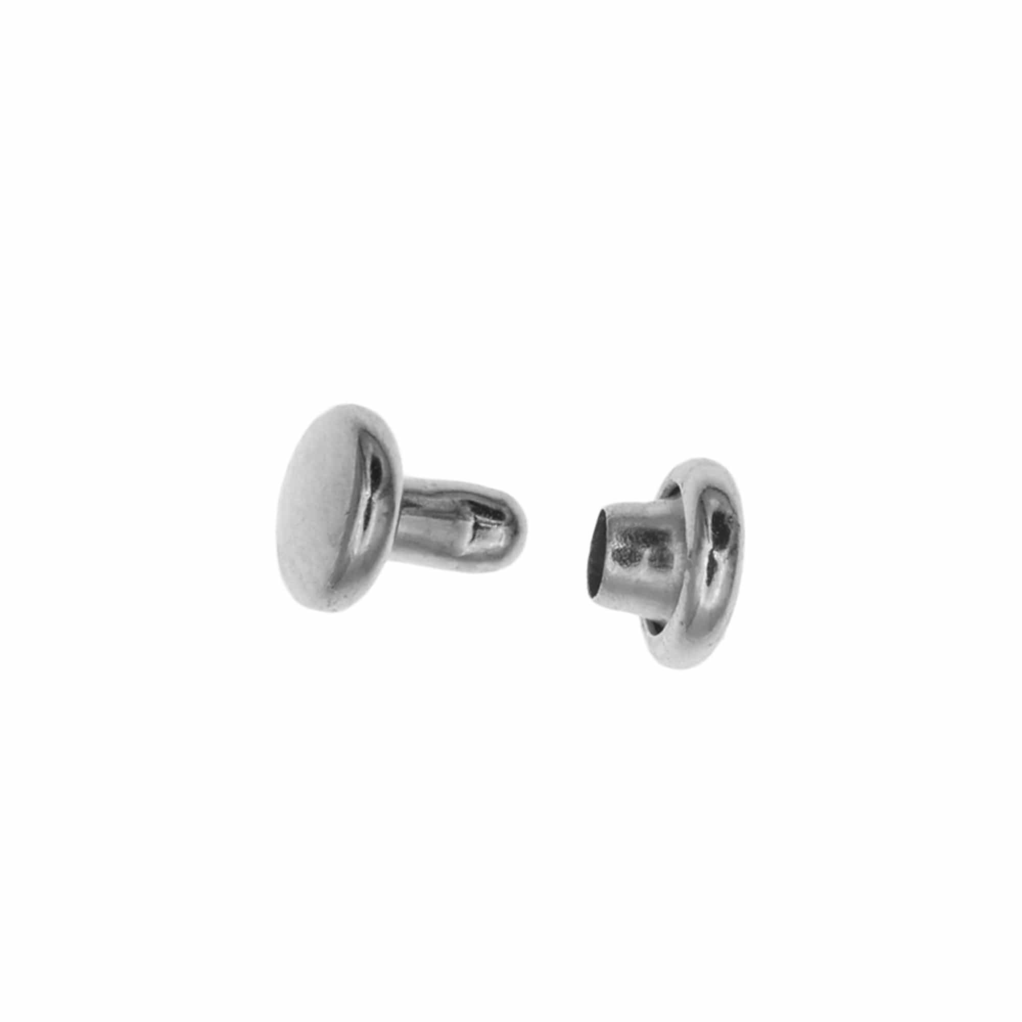 Ohio Travel Bag Fasteners 6mm Nickel Plate, Double Cap Jiffy Rivet, Steel, #A-337-NP A-337-NP