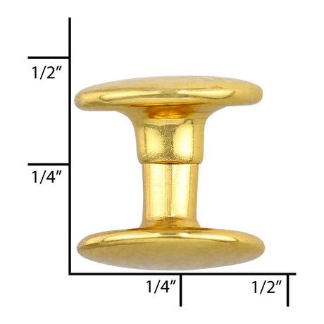 Ohio Travel Bag Fasteners 7mm Gold, Double Cap Jiffy Rivets, Steel, #A-312-GOLD A-312-GOLD