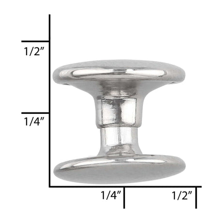 Ohio Travel Bag Fasteners 7mm-Nickel, Double Cap Jiffy Rivets, Steel, #A-312-NP A-312-NP