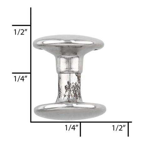 Ohio Travel Bag Fasteners 7mm Nickel, Double Cap Jiffy Rivets, Steel, #A-313-NP A-313-NP