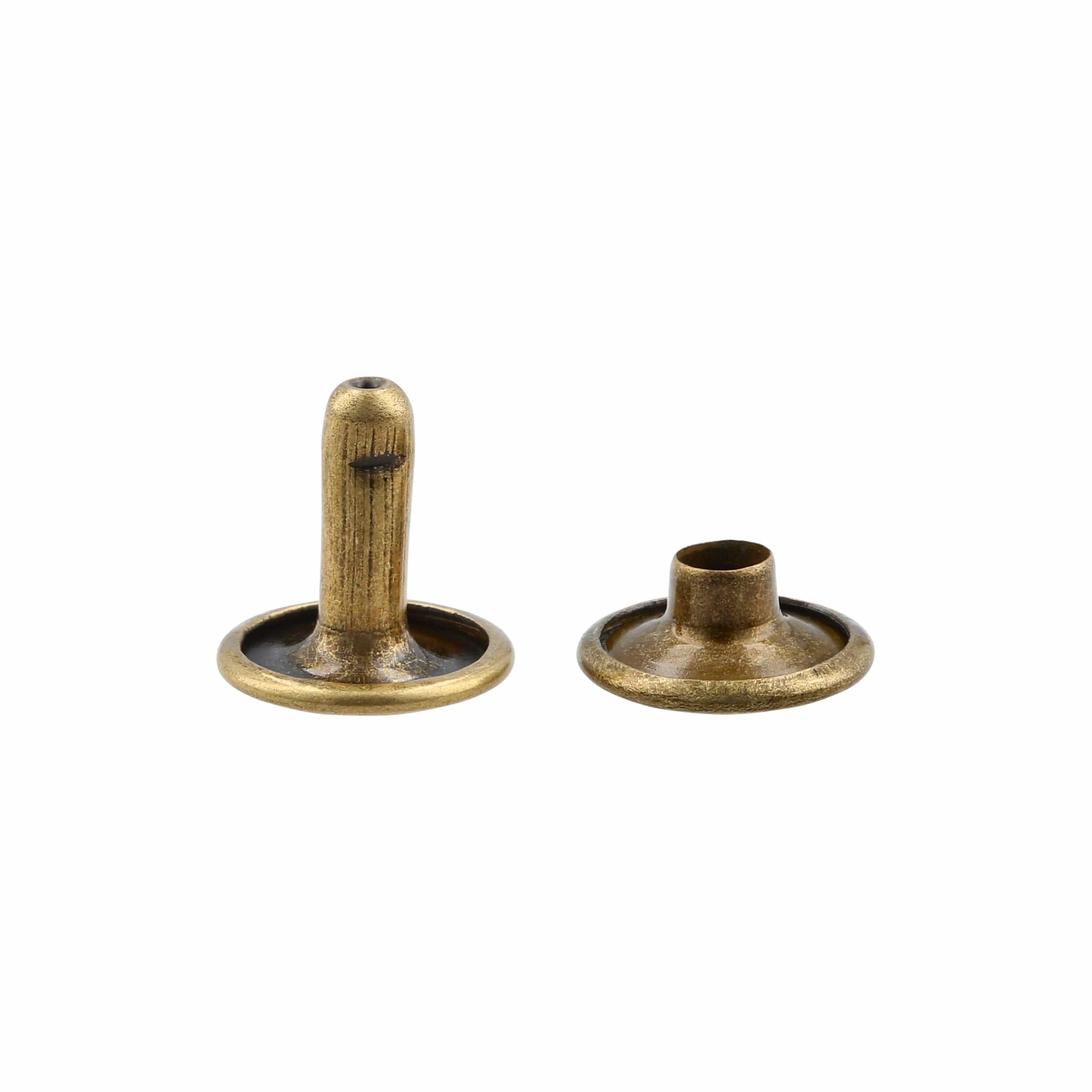 10mm Antique Brass, Double Cap Jiffy Rivets, Iron - PK100 – Weaver