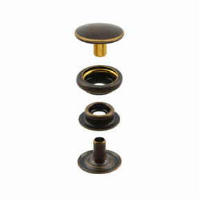 Ohio Travel Bag Fasteners Ligne 24 Snap Set Solid Brass Antique(Pack of 10 Sets Complete), #WF-036-ANTB WF-036-ANTB