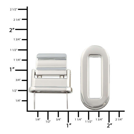 Ohio Travel Bag Locks & Closures 1 1/2" Shiny Nickel, Drop Lock, Zinc Alloy, #P-2616-NIC P-2616-NIC