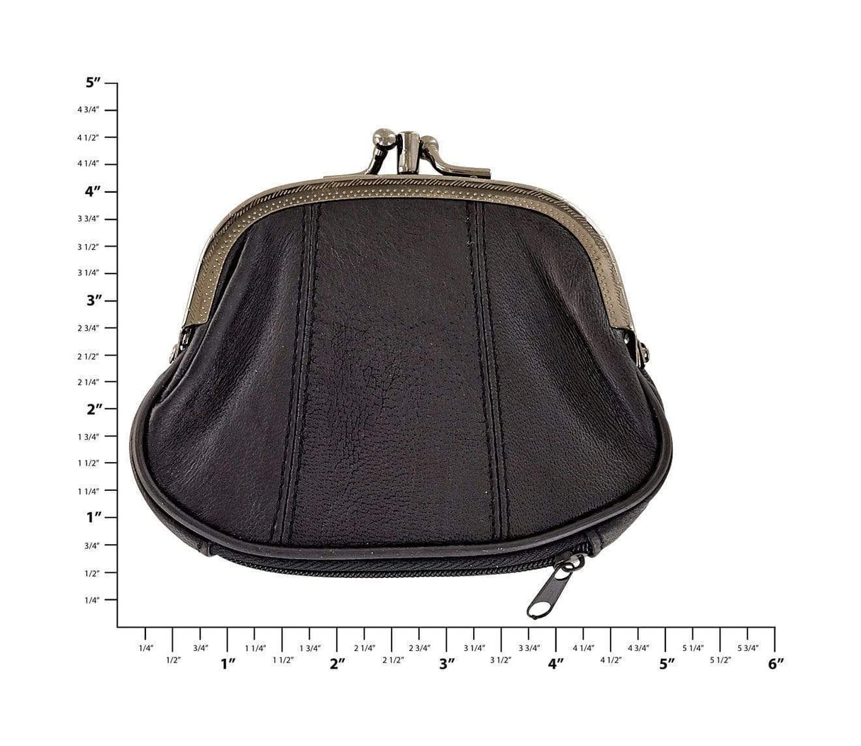 Ohio Travel Bag Novelty & Gift 4" Black, Double Coin Purse, Leather, #M-1549-BLK M-1549-BLK