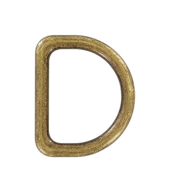 Ohio Travel Bag Rings & Slides 1 1/2" Antique Brass, Cast D-Ring, Zinc Alloy, #D-403-ANTB D-403-ANTB
