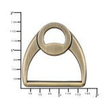 Ohio Travel Bag Rings & Slides 1 1/2" Antique Brass, Double Loop D-Ring, Zinc Alloy, #P-3038-ANTB P-3038-ANTB