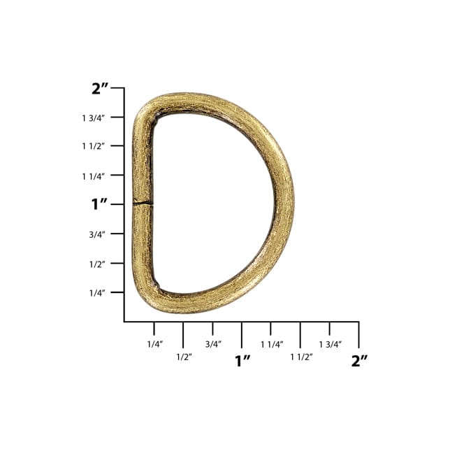 Ohio Travel Bag Rings & Slides 1 1/2" Antique Brass, Split D Ring, Steel, #P-2121-ANTB P-2121-ANTB
